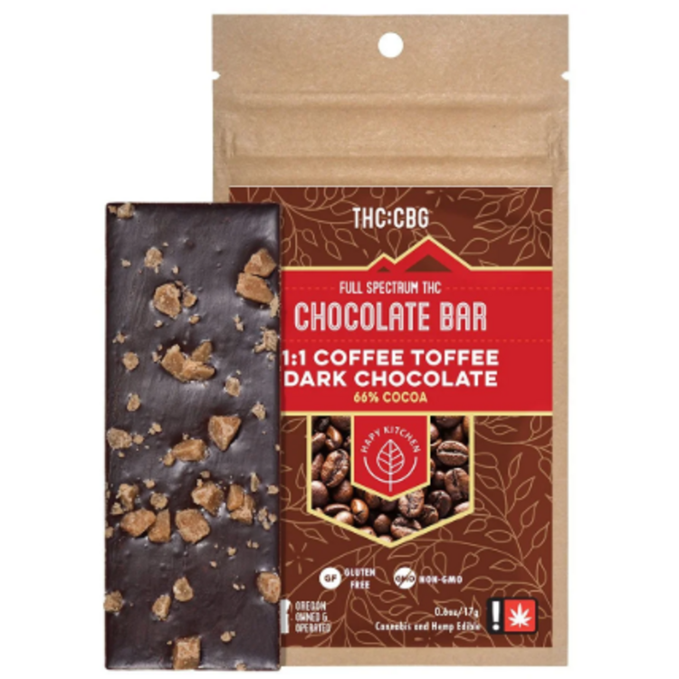 Coffee Toffee Dark Chocolate - 1:1 THC:CBG Chocolate Bar - Hapy Kitchen