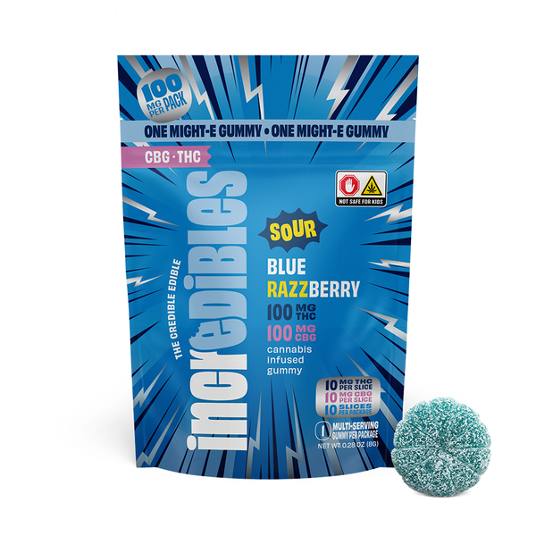 Incredibles | Might-E Gummie | Sour Blue Razzberry | 100mg/1pk