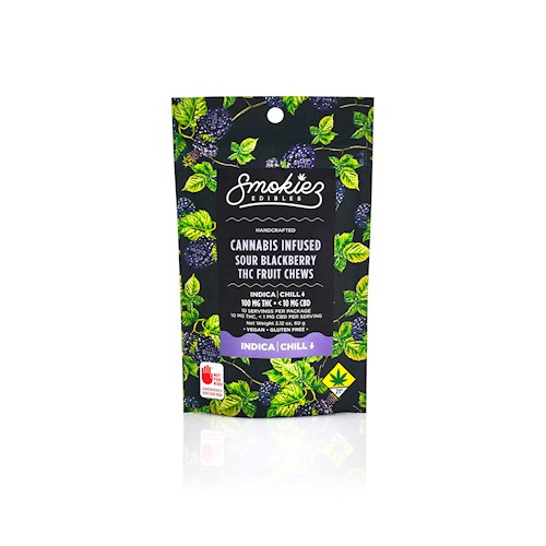 PNC:: Smokiez - Blackberry Sour Indica - Fruit Chews | 10pk