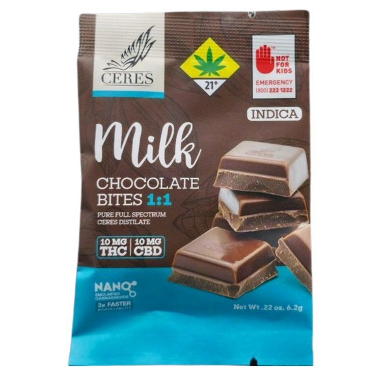 Ceres Chocobites Indica Milk Chocolate 1:1 Single 10mg