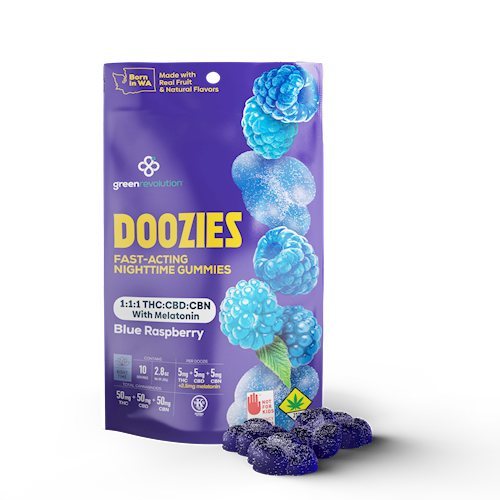 Nano Doozies - Blue Raspberry 1:1:1 Nighttime 10 Pack (80g) (50mg CBD;50mg THC;50mg CBN)