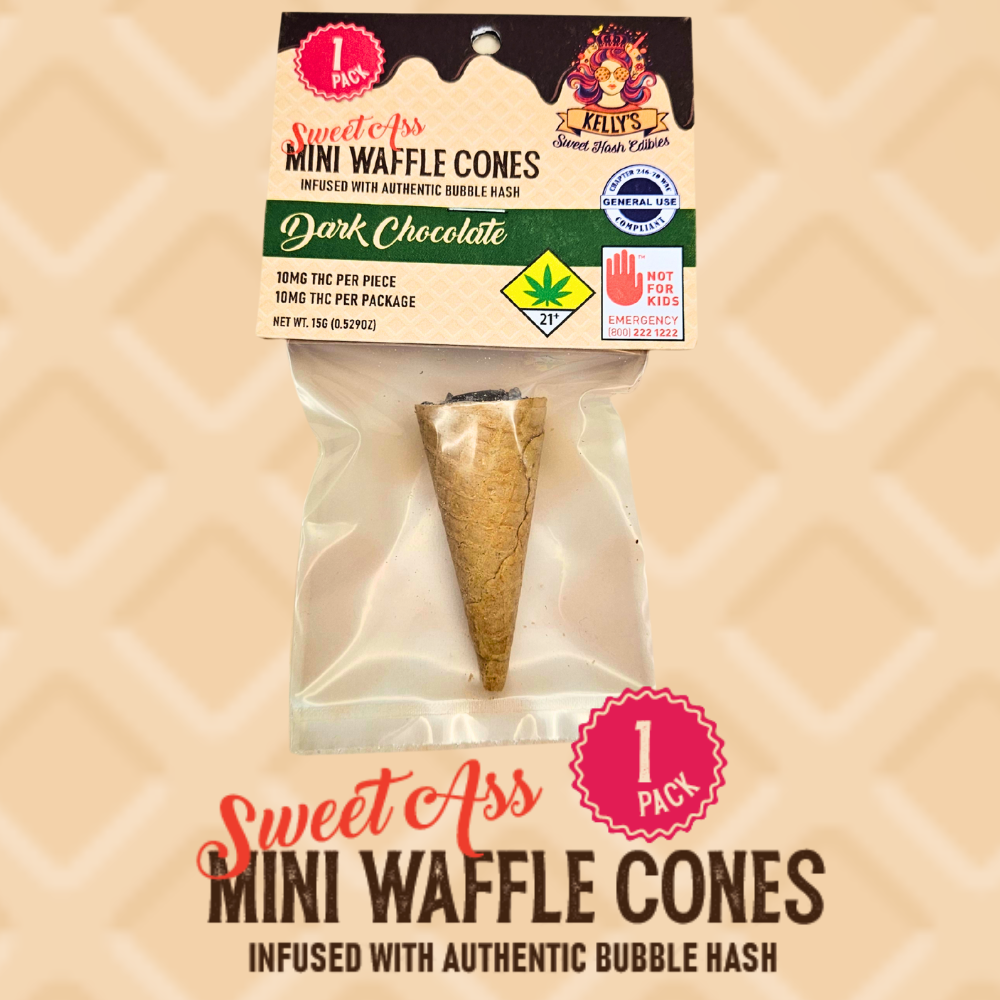 Kelly's Sweet Hash Edibles - Mini Waffle Cones - Milk Chocolate - 1pk 10mg THC - 15g
