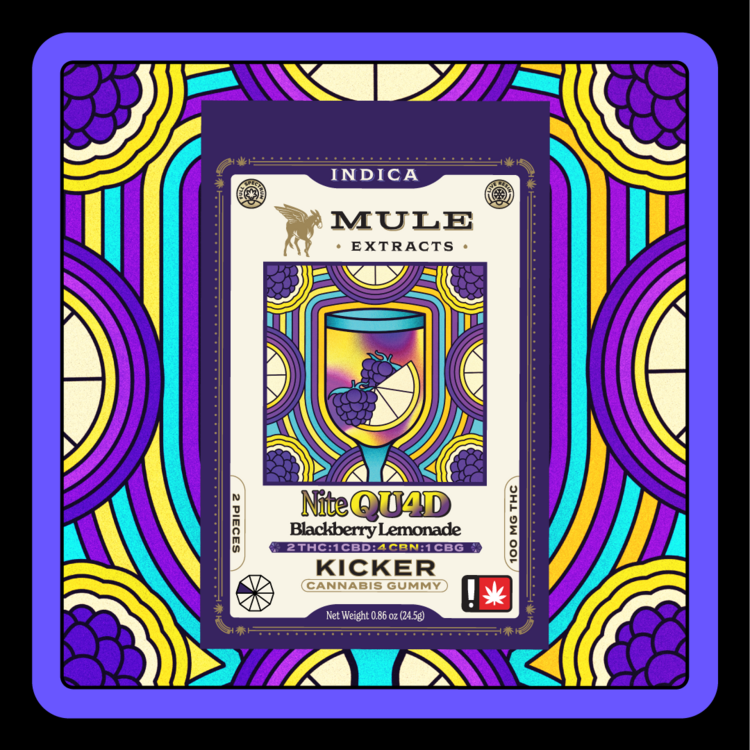 Mule Kicker 100mg Sour Blackberry Lemonade "Nite Quad" 2:1:4:1