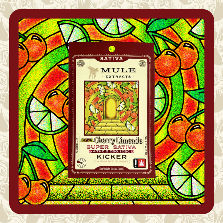 Mule Kicker 100mg Sour Cherry Limeade Super Sativa 4:2:1 Gummy