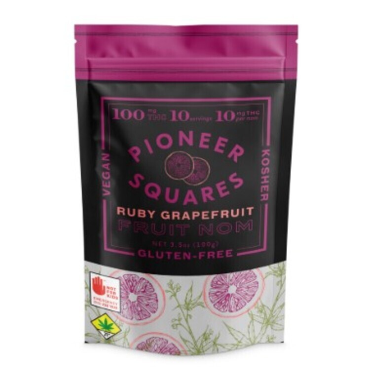 100mg Ruby Grapefruit Soft Candies Pioneer Squares