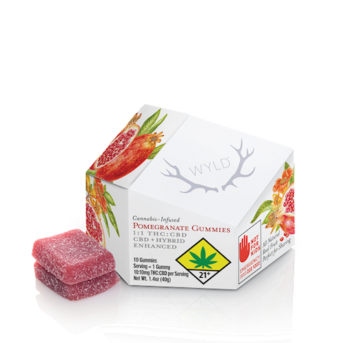 Wyld - Pomegranate Gummies - CBD + Hybrid Enhanced - (100mg THC : 100mg CBD)