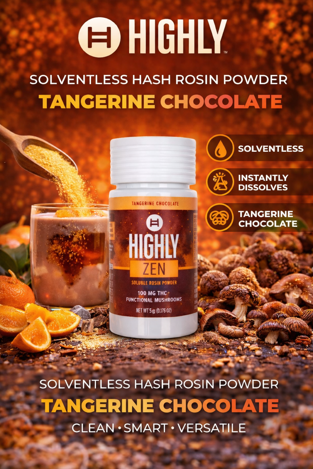 The Highly Co-Labs | Soluble Rosin Powder | Highly Zen | Tangerine Chocolate | 5g