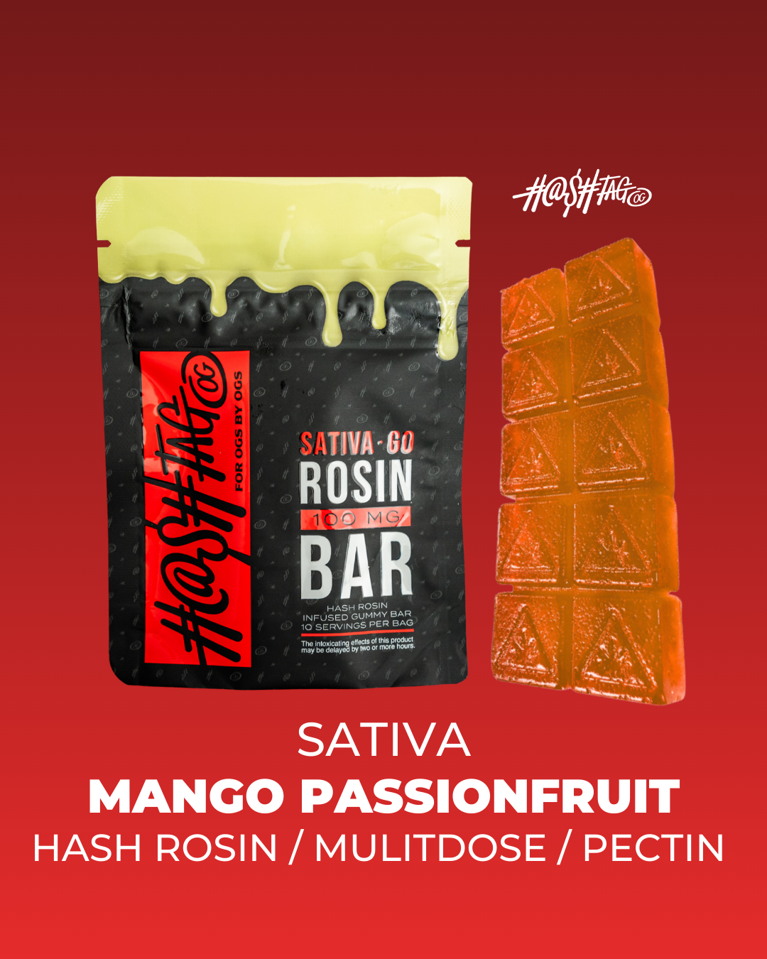 HashtagOG | Hash Rosin | Gummie | Mango Passionfruit | 100mg/10pk