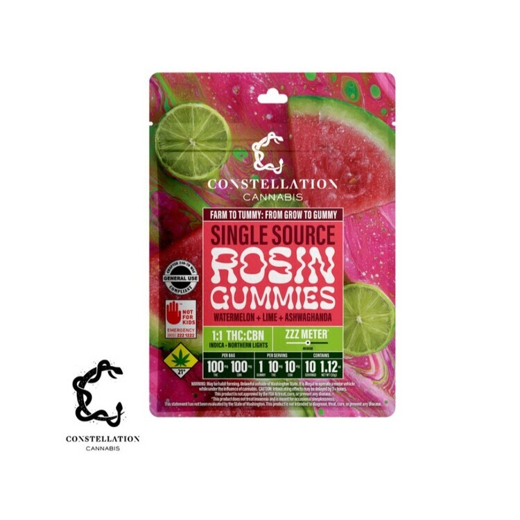 CONSTELLATION WATERMELON LIME 1:1 (100CBN + ASHWAGANDHA) 10PK ROSIN EFFECT GUMMIES