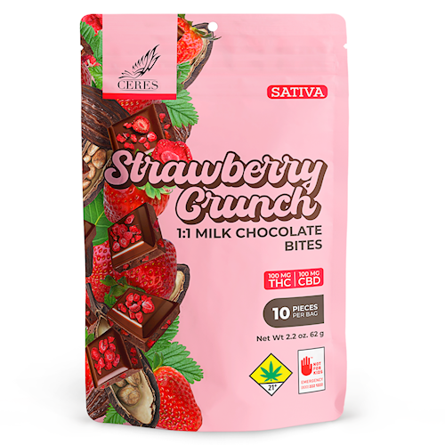 Ceres - CBD Indica Strawberry Crunch Chocolate Bites 100:100mg 10pk