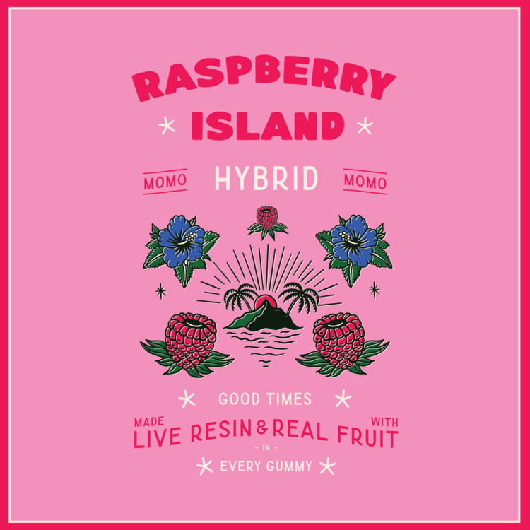 CBN 1:1 Raspberry Island - Live Resin Gummies 200mg