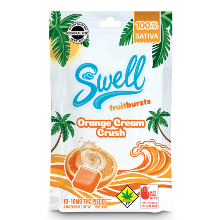 100mg THC Edible Sativa Orange Cream Crush Fruit Bursts Swell