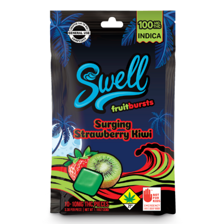 100mg THC Edible Indica Surging Strawberry Kiwi Fruit Bursts Swell