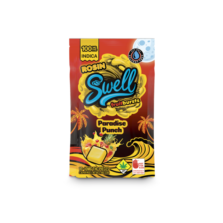 100mg THC Edible Rosin Indica Paradise Punch Fruit Bursts Swell