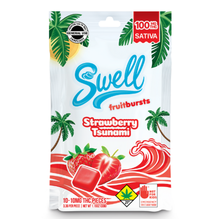 100mg THC Edible Sativa Strawberry Tsunami Fruit Bursts Swell