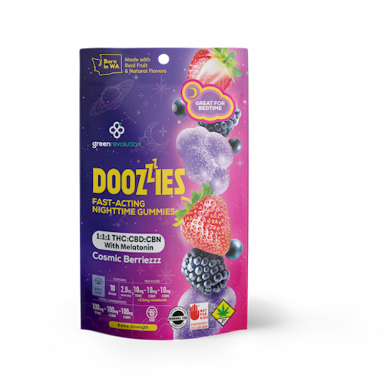 GREVO Doozies Cosmic Berriezzz NIGHT 1:1:1 CBD:THC:CBN fruit chew 10 pack