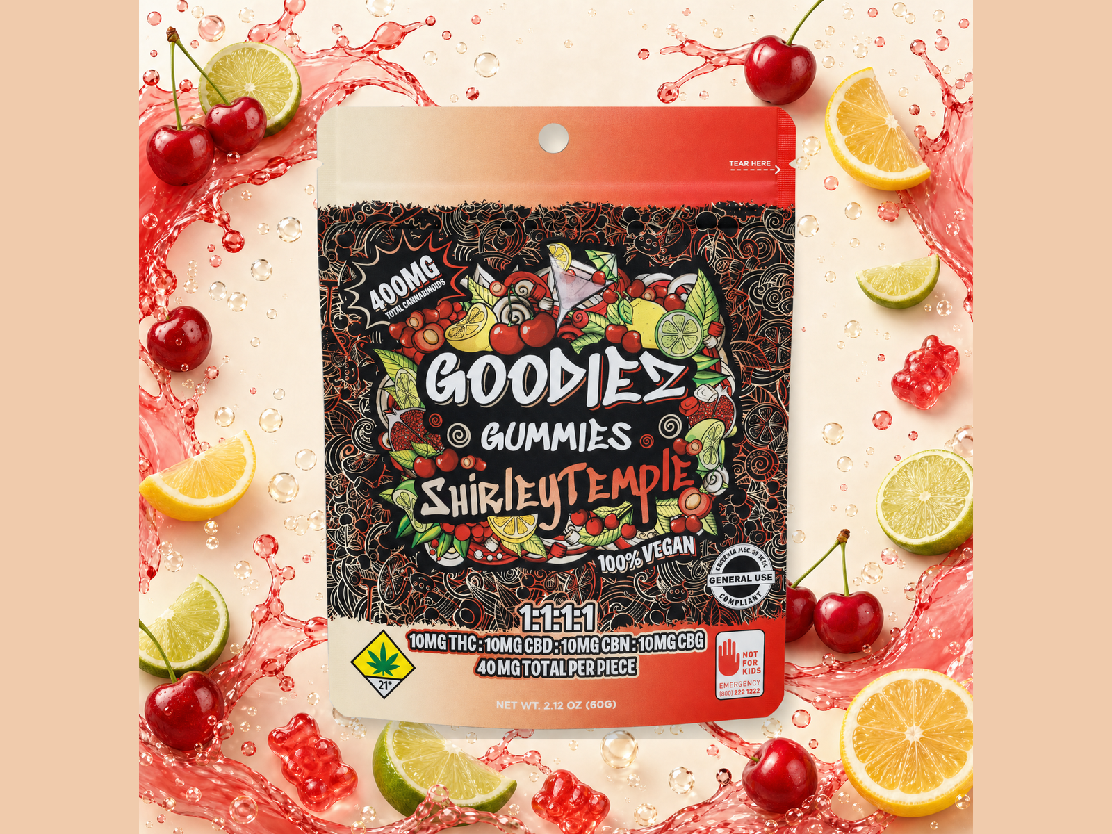 Swifts - Goodiez - Shirley Temple CBD:CBG:CBN:THC Gummies 10pk