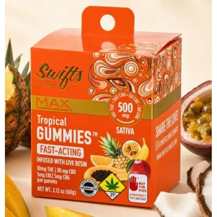 500mg Tropical Punch Soft Candies Swifts 3:1 CBD Live Resin