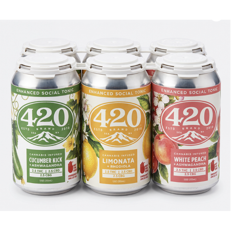 EVER 420 Brand Social Tonic low dose 1:1 THC:CBG + adaptogens variety 6pk