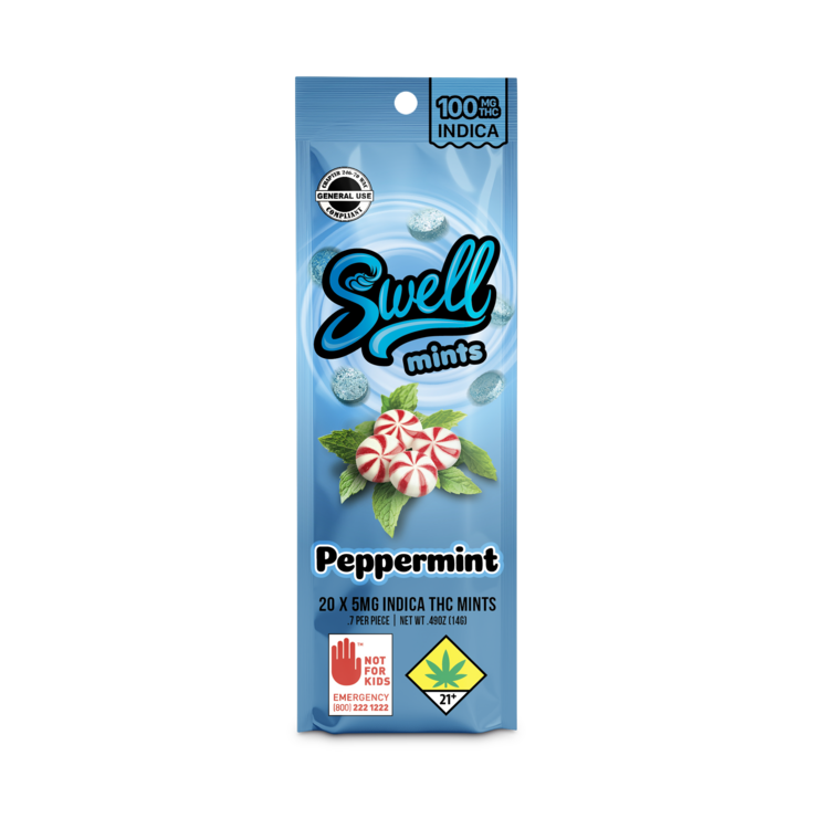 100mg THC Edible Indica Peppermint Mints Swell
