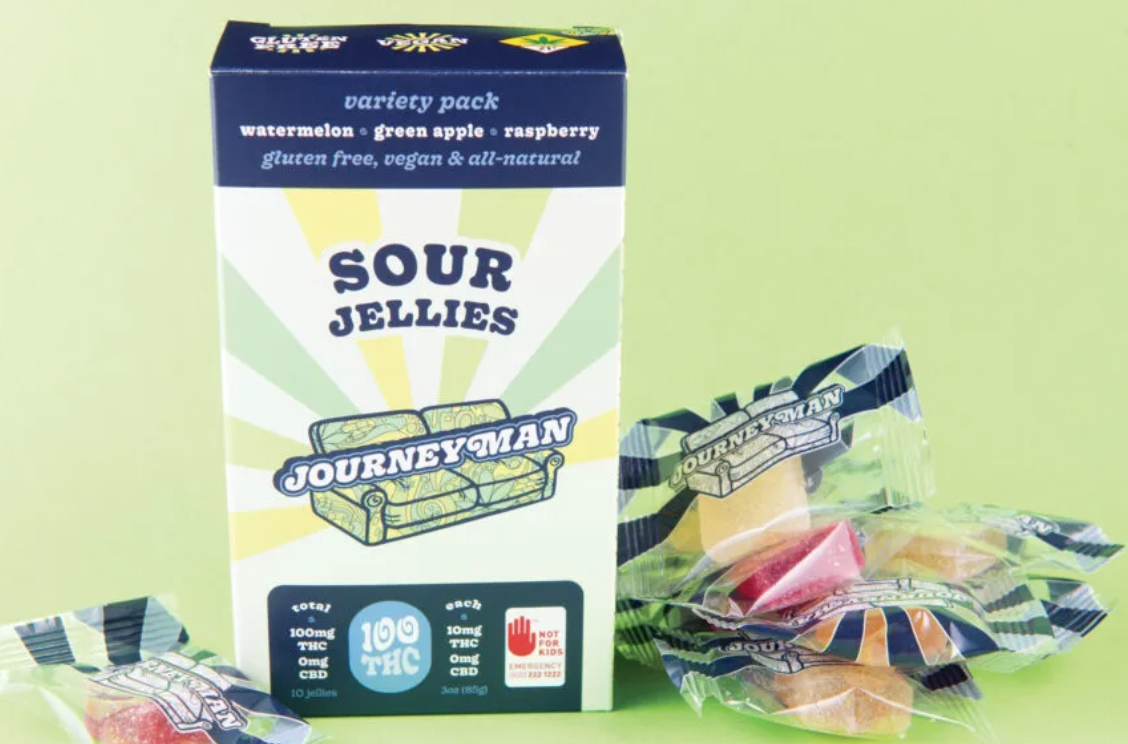 June’s Sour Blue Raspberry Fruit Jellies : 100mg THC 10 Pack