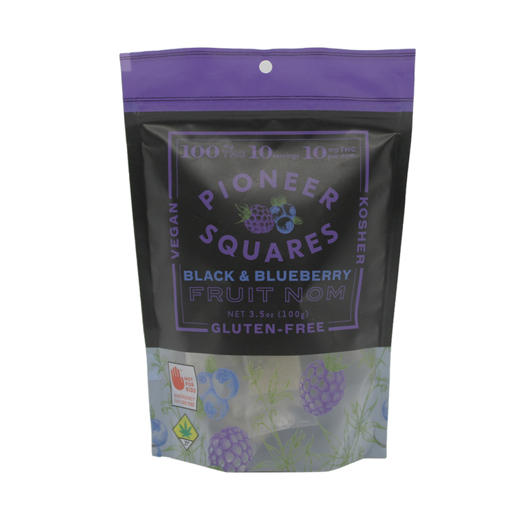 100mg Black and Blueberry Soft Candies Pioneer Squares